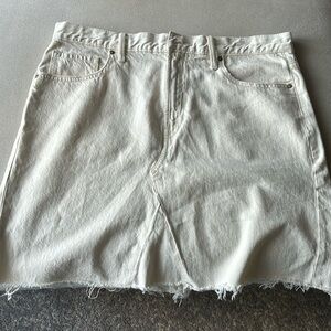 Gap Jean Mini Skirt Cream Frayed Ends In Size 42